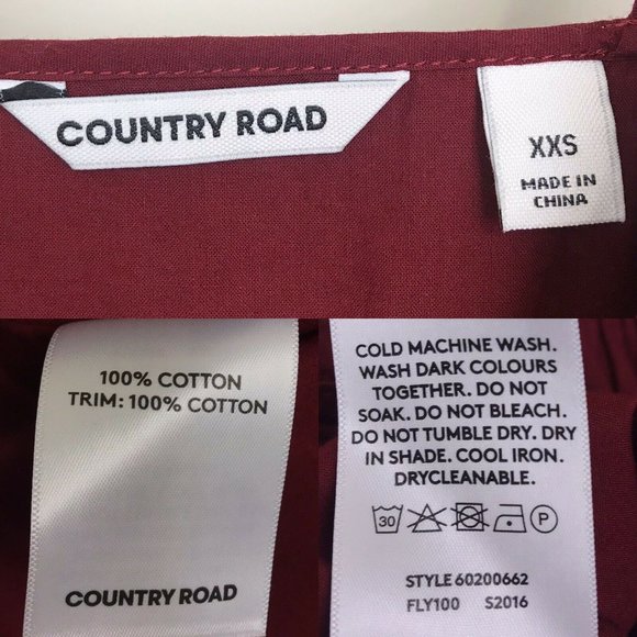 Country Road Maroon Broderie Lace Top Blouse XXS - Picture 12 of 12